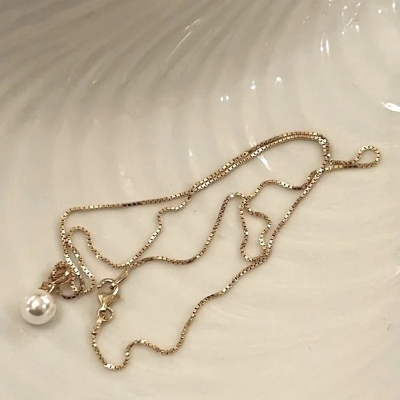 NEW 18K Gold Plated Box Chain Over 925 Silver .90mm Width & 50cm Long CHAIN ONLY - Picture 1 of 10
